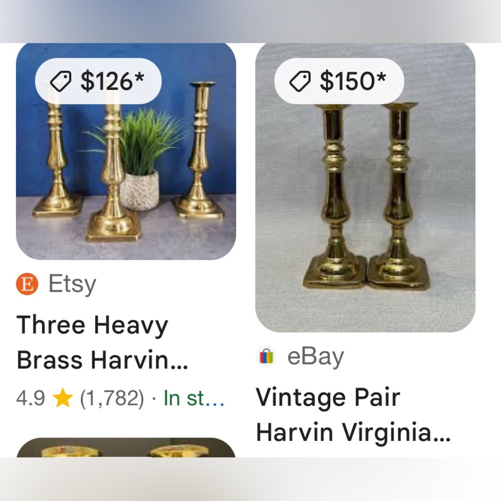 Vintage 60’s Harvin Virginia Metalcrafters Solid Brass Heavy Candlesticks - Picture 13 of 14